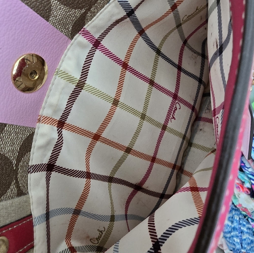 Y2K Coach Heritage Pink Stripe Tote - Picture 7 of 9
